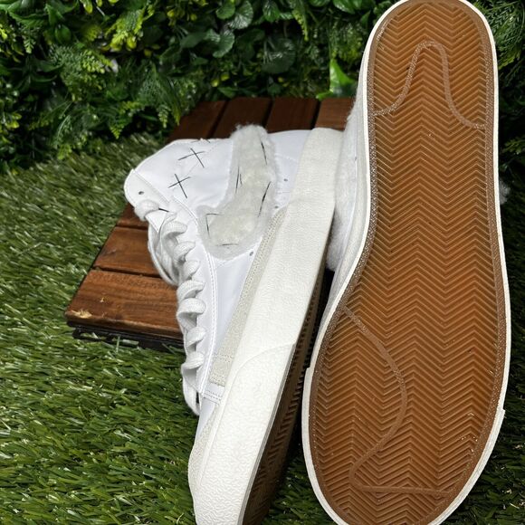 NIKE BLAZER Men 11.5 Mid 77 Custom White Leather Sneakers BQ6806-101 Unique 1493 - Picture 13 of 14